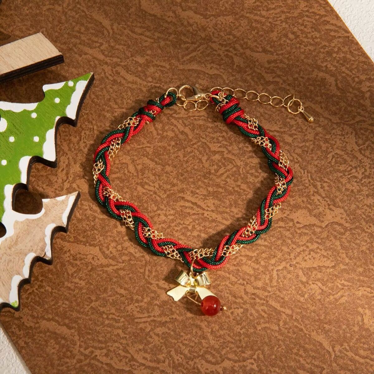 Minimalist Christmas Bow Cord Bracelet