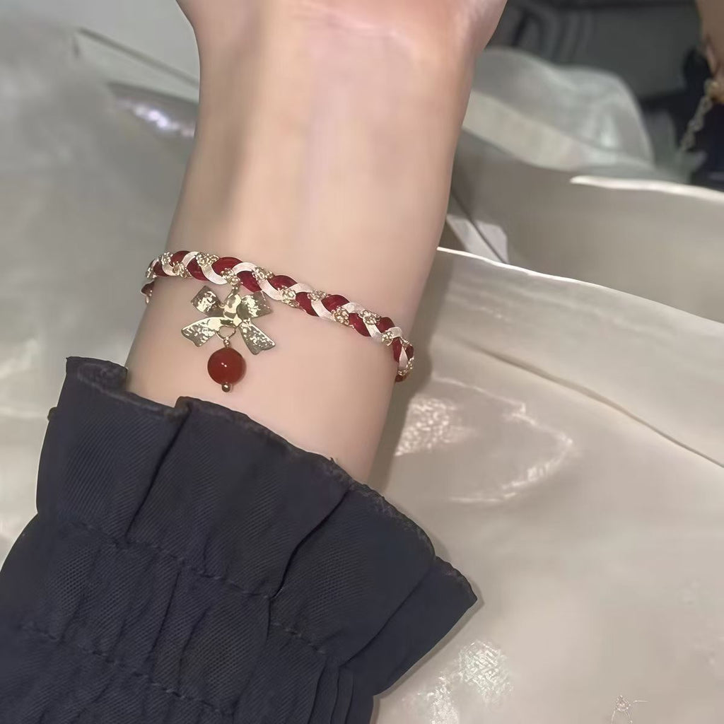 Minimalist Christmas Bow Cord Bracelet