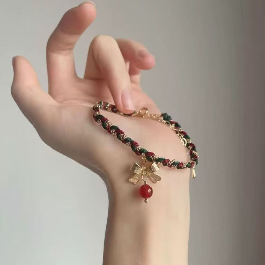 Minimalist Christmas Bow Cord Bracelet