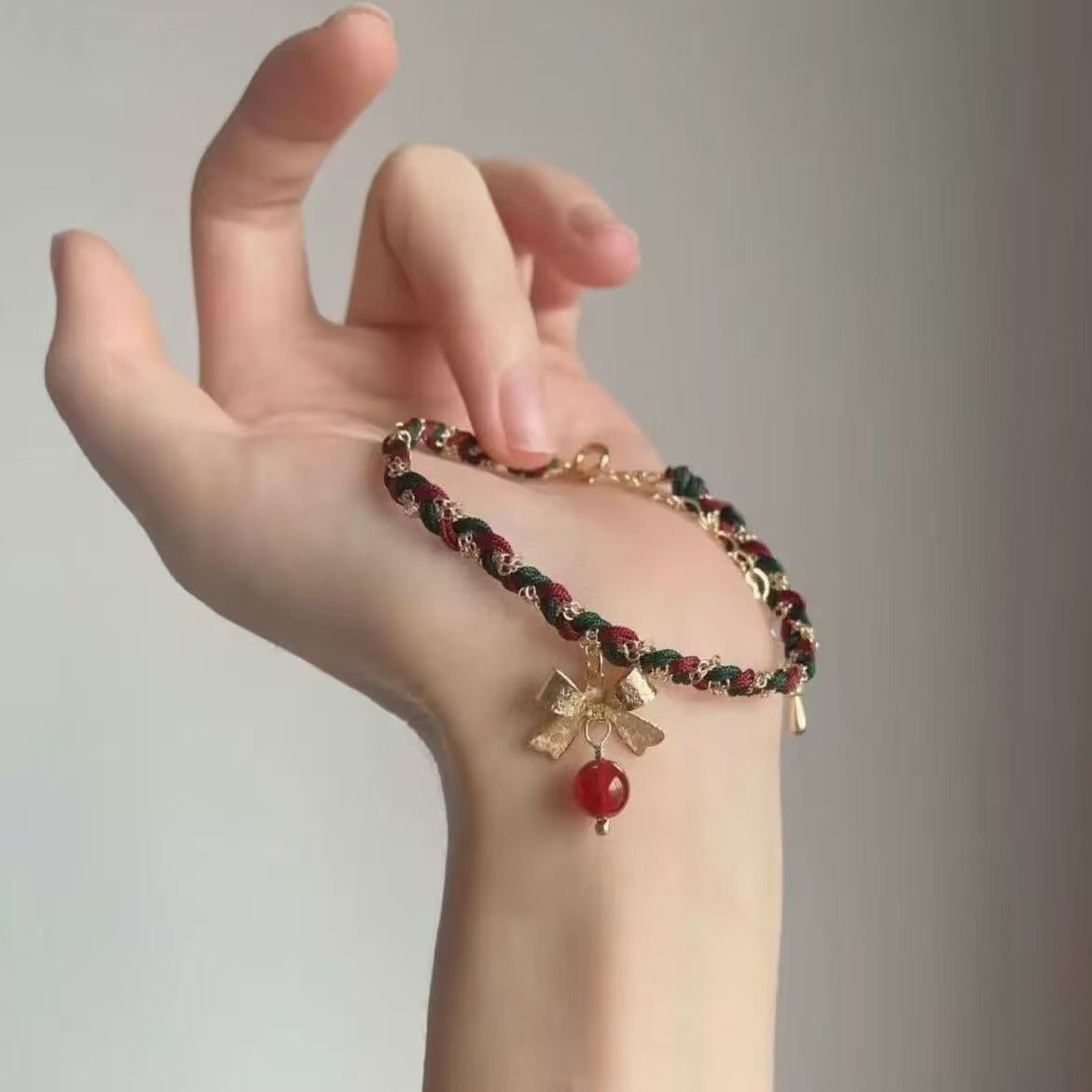 Minimalist Christmas Bow Cord Bracelet