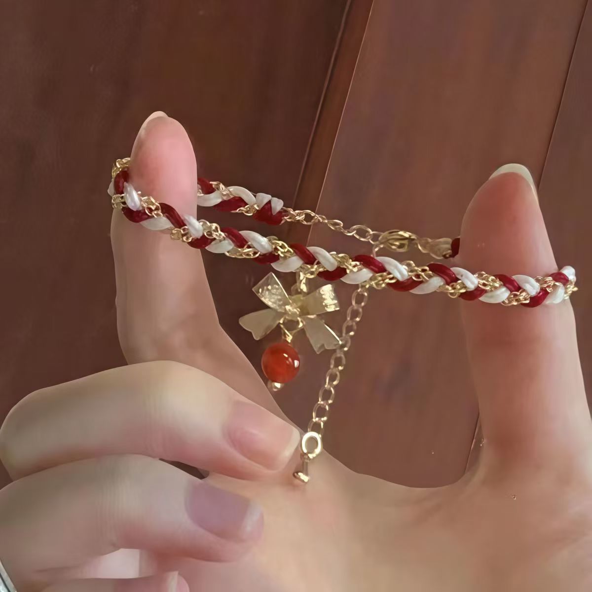Minimalist Christmas Bow Cord Bracelet